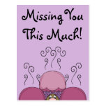 Cute Monster With Pink And Purple Frosted Cupcakes Postcards