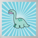 Cute Moustache Dinosaur Poster
