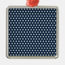 Cute Navy Blue White Tiny Little Polka Dots Gifts Ornament