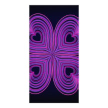 Cute Neon Girly Purple Heart Customized Photo Card