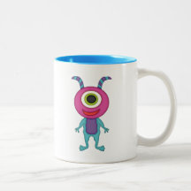 Cute One-Eyed Monster+Personalise Name Coffee Mug