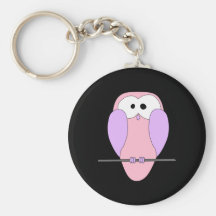 Cute Owl Cartoon. Pink Key Chains