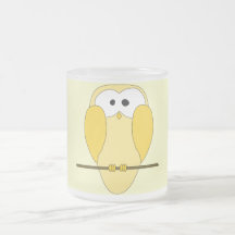 Cute Owl Cartoon. Yellow. Mug