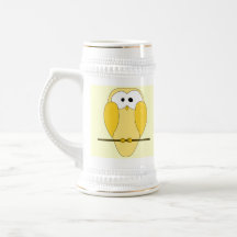 Cute Owl Cartoon. Yellow. Mug