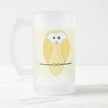 Cute Owl Cartoon. Yellow. Mug