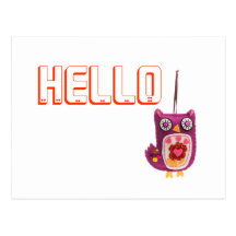Cute owl decoration, Hello Post Cards