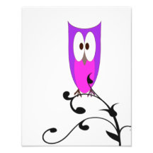 Cute Owl on a Branch Art Photo
