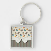 cute owl pattern and matching stripes key chains