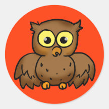 Cute owl round sticker