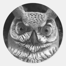 Cute Owl Statue Round Stickers
