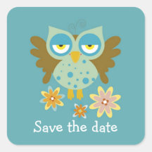 Cute owl with flowers sticker