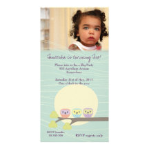 Cute Owls Girls Birthday Party Premium Invite Custom Photo Card