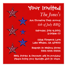 Cute Patriotic Stars 4th of July Invitation