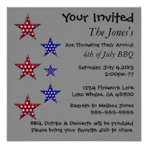 Cute Patriotic Stars 4th of July Invitation