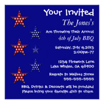 Cute Patriotic Stars 4th of July Invitation