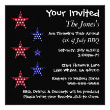 Cute Patriotic Stars 4th of July Invitation