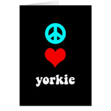 Cute peace love Yorkie Greeting Cards
