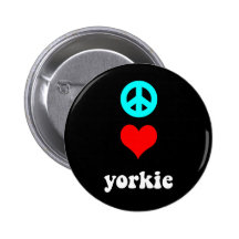 Cute peace love Yorkie Pinback Button
