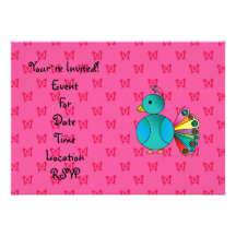 Cute peacock pink butterflies invites
