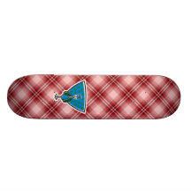 Cute Peacock; Red Plaid Skateboard
