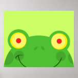 cute peeking cartoon frog froggy face print