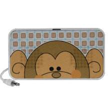 cute peeking monkey squares background iPhone speakers