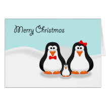 Cute Penguin Family Christmas Card cards
