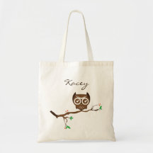 Cute Personalised Owl Tote Bag