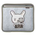Cute Photographer Rabbit (Leaves pattern) Sleeve For iPads