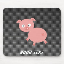 Cute Pig; Faux Carbon Fibre Mousepad