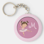 Cute Pink Ballerina 1 Custom Monogram Keychain