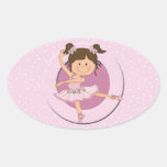 Cute Pink Ballerina 1 Oval Stickers