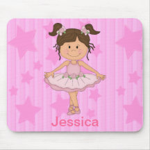 Cute Pink Ballet Girl On Stars and stripe Mousepad