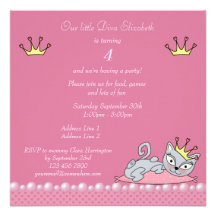 Cute Pink Birthday Party Diva Kitty Cat Invites