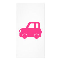 Cute pink car personalized photo card