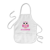 Cute pink cartoon owl girly big sister apron
