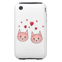 Cute Pink Cats with Hearts. iPhone 3 Tough Cover