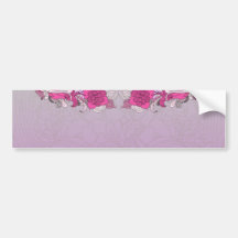 Cute pink floral butterfly bumper sticker