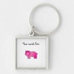 Cute pink hippo keychain