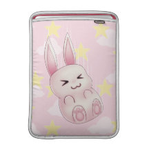 Cute pink Kawaii Bunny rabbit falling from stars MacBook Sleeve