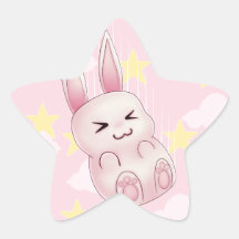 Cute pink Kawaii Bunny rabbit falling from stars Sticker