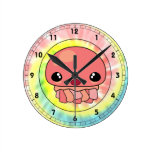 Cute Pink Kawaii Jellyfish Character and Tye Dye wall clocks