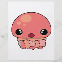 Cute Pink Kawaii Jellyfish Character Custom Flyer