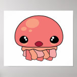 Cute Pink Kawaii Jellyfish Character Poster