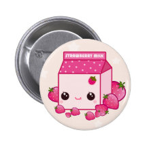 Cute pink milk carton with kawaii strawberries