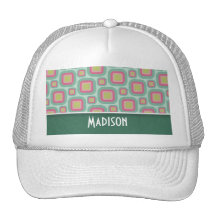 Cute Pink & Mint Retro Pattern Mesh Hat