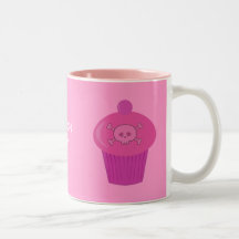 Cute Pink Skulls & Cupcakes Personalised Coffee Mug