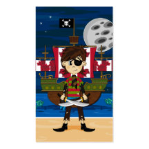 Cute Pirate and Ship Bookmark Business Card Templates