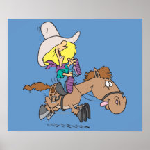 cute pony ride cartoon posters
