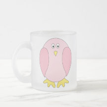 Cute Pretty Pink Bird Cartoon. Mugs